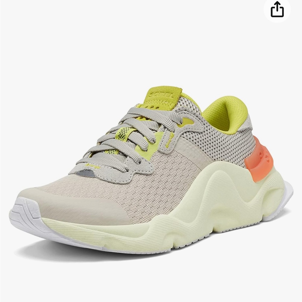 Sorel Kinetic RNEGD Women Size 9 White Dark Stone Bolt Lace Sneaker Shoes